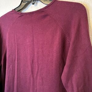 J McLaughlin Burgundy Top Button Sleeve Detail Sweater Women Size L Quiet Cozy